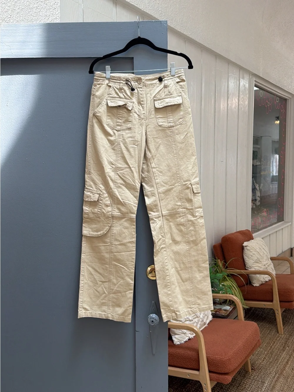Brandy Melville Beige Wide-Leg Cargo Pants